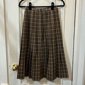 Christian Dior Wool Pleated Plaid Skirt